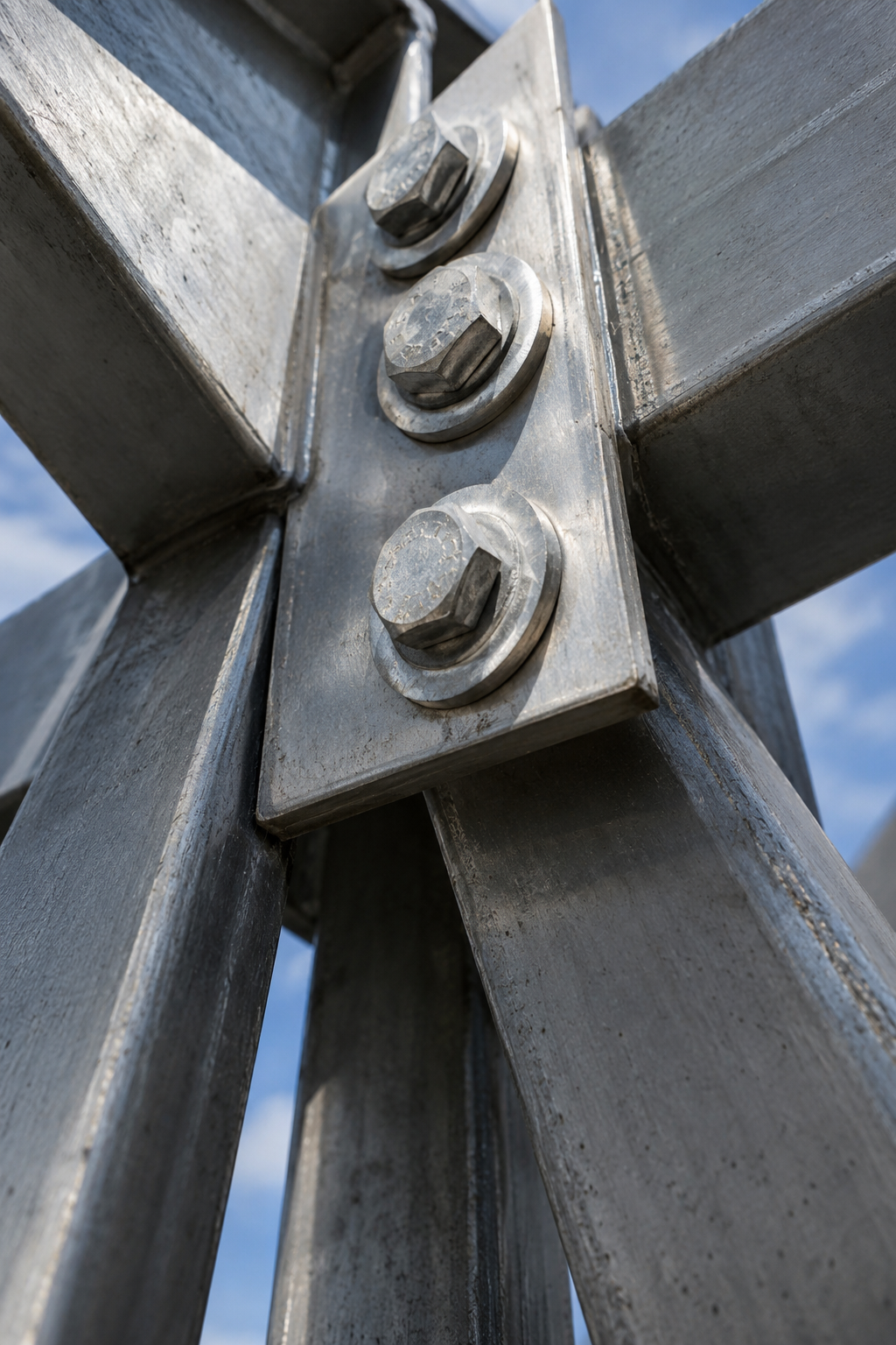 Precision steel connection joining structural beams